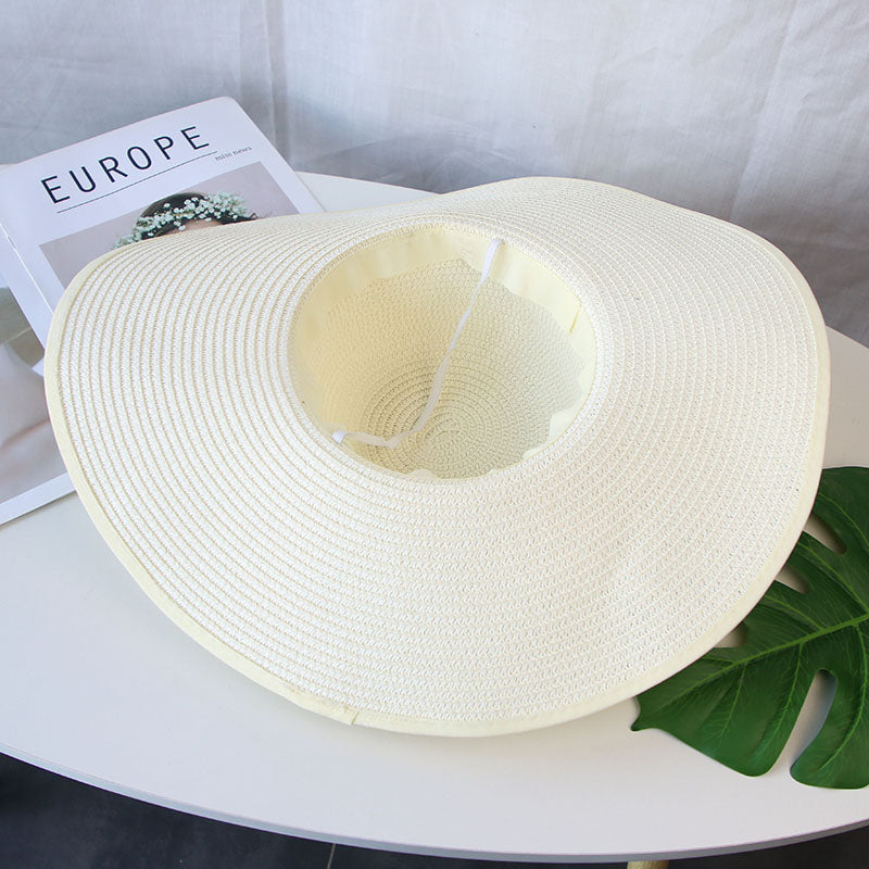 Summer Women Bowknot Wide Brim Panama Hat Outdoor Foldable Beach Hat-Summer Hats-Arimonz-Arimonz