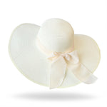 Summer Women Bowknot Wide Brim Panama Hat Outdoor Foldable Beach Hat-Summer Hats-Arimonz-white-Arimonz