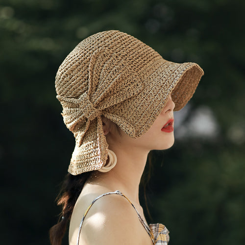 Sun Hat Wide Brim Floppy Summer Hats For Women Straw Dome Bucket Hat-Summer Hats-Arimonz-Arimonz