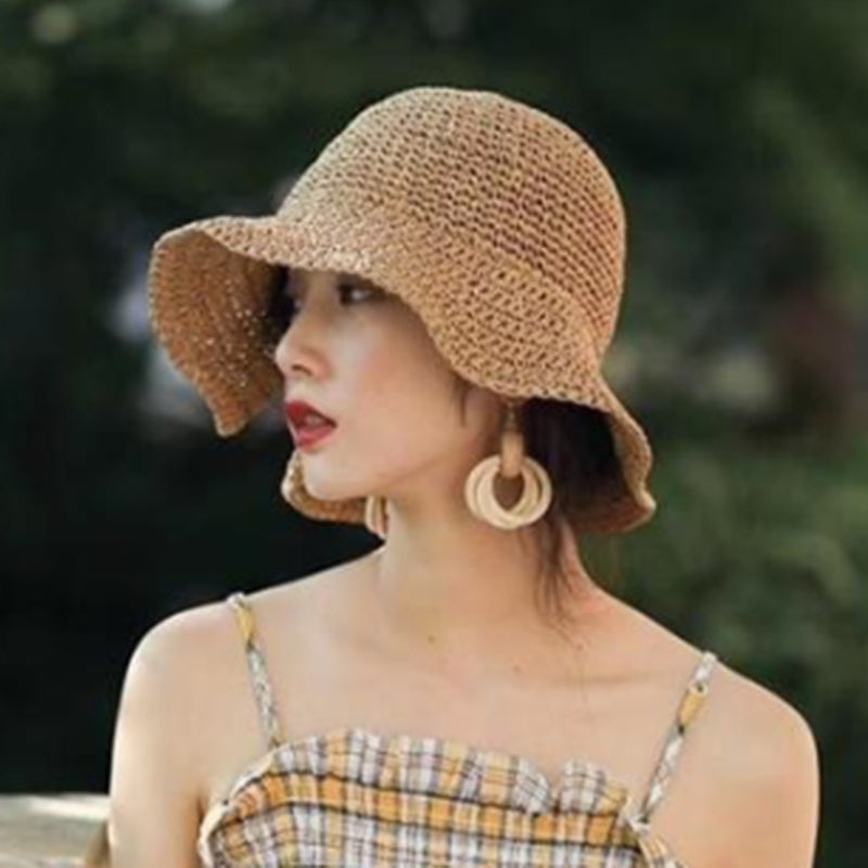 Sun Hat Wide Brim Floppy Summer Hats For Women Straw Dome Bucket Hat-Summer Hats-Arimonz-Arimonz