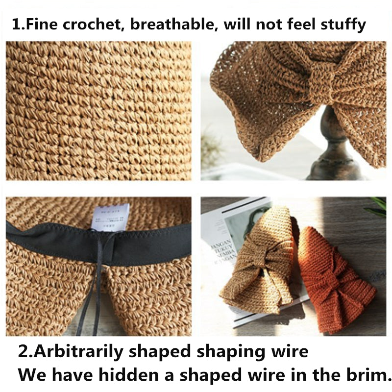 Sun Hat Wide Brim Floppy Summer Hats For Women Straw Dome Bucket Hat-Summer Hats-Arimonz-Arimonz