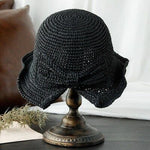 Sun Hat Wide Brim Floppy Summer Hats For Women Straw Dome Bucket Hat-Summer Hats-Arimonz-Black-adult 56-58CM/22.04-22.83inches-Arimonz