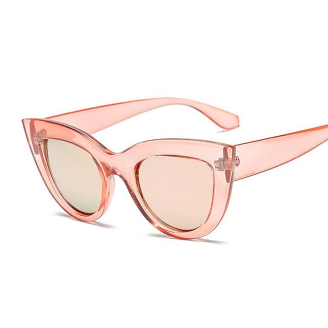 Sunglasses - Flat Top Cat Eye Sunglasses For Women
