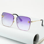 Sunglasses - Oversize Rimless Square Bee Sunglasses For Women Gradient Sunglasses