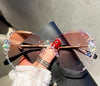Sunglasses - Vintage Rimless Sunglasses Women Retro Cutting Lens Gradient Sunglass