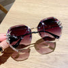 Sunglasses - Vintage Rimless Sunglasses Women Retro Cutting Lens Gradient Sunglass
