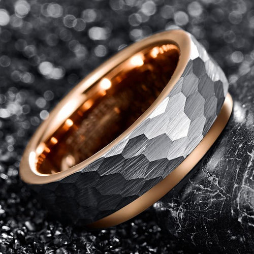 Surface Hammered Steel Ring-Rings-Arimonz-Arimonz