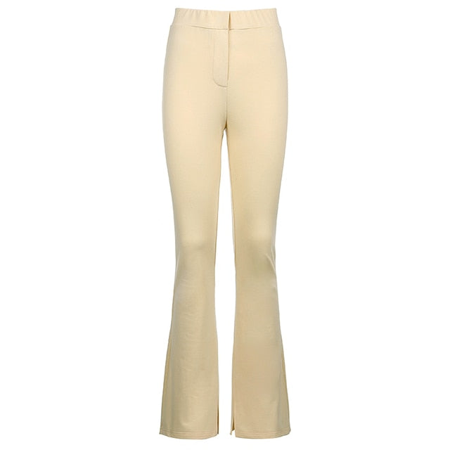 Sweatpants Tracksuit Women Pants Casual High Waist Side Split Trousers-Pants-Arimonz-Apricot Pants-S-Arimonz