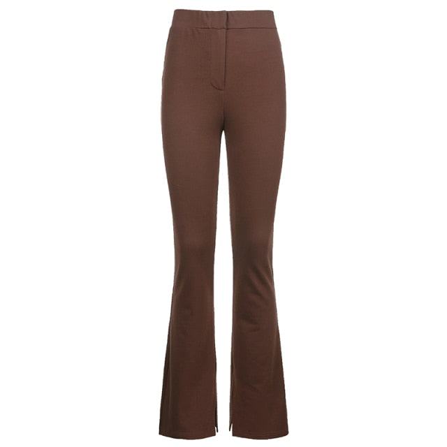 Sweatpants Tracksuit Women Pants Casual High Waist Side Split Trousers-Pants-Arimonz-Brown Pants-S-Arimonz