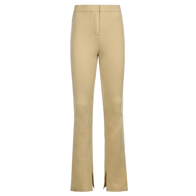 Sweatpants Tracksuit Women Pants Casual High Waist Side Split Trousers-Pants-Arimonz-Khaki Pants-S-Arimonz
