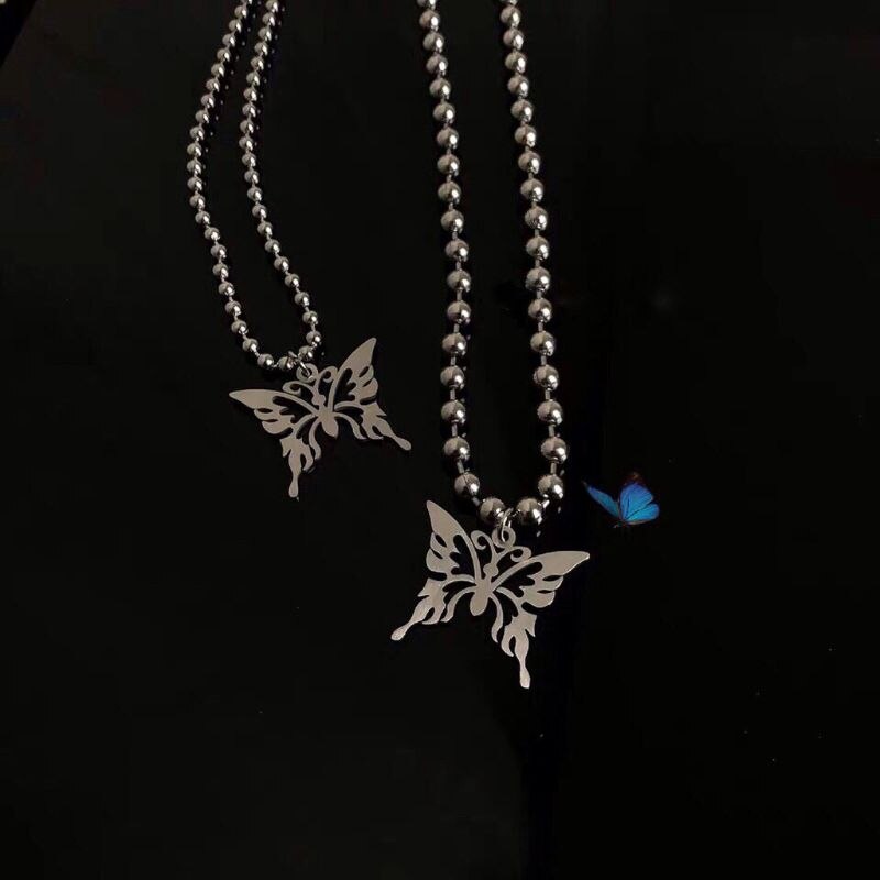Sweet Butterfly Stainless Steel Pendant Ball Chain Necklace-Necklaces-Arimonz-Arimonz