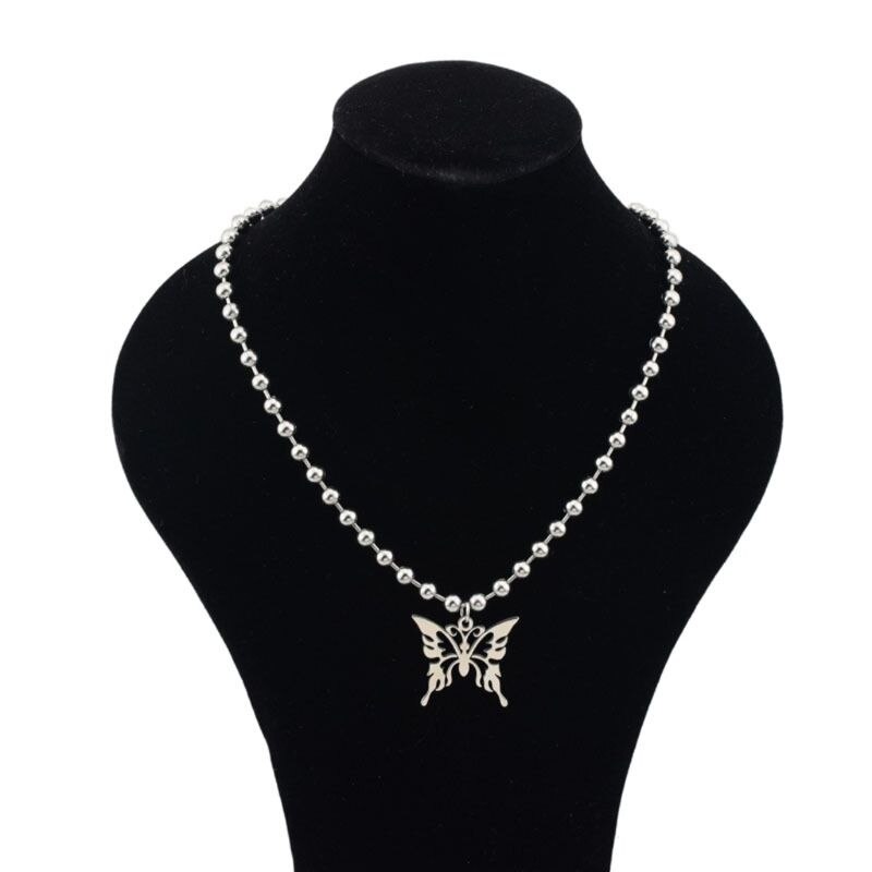 Sweet Butterfly Stainless Steel Pendant Ball Chain Necklace-Necklaces-Arimonz-Arimonz
