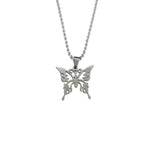 Sweet Butterfly Stainless Steel Pendant Ball Chain Necklace-Necklaces-Arimonz-Small Beads Chain Silver-Arimonz