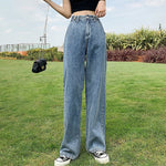 Y2k Baggy Wide Leg Jeans Woman Denim Pants Straight High Waist Trouser