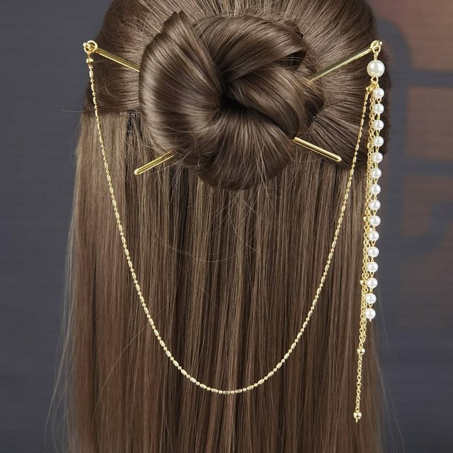 Tassel Double Chain Hair Fork Hairpin Retro Hair Accessories Hairgrip-Hair Accessories-Arimonz-2-Arimonz