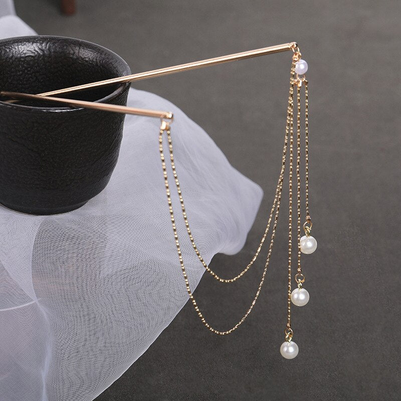 Tassel Double Chain Hair Fork Hairpin Retro Hair Accessories Hairgrip-Hair Accessories-Arimonz-Arimonz