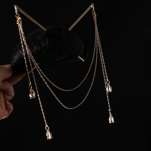 Tassel Double Chain Hair Fork Hairpin Retro Hair Accessories Hairgrip-Hair Accessories-Arimonz-Arimonz