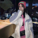 Teddy Bear Fur Oversize Hoodies Women Bomber Jacket Faux Lamb Fur Coat-Fuzzy Jackets-Arimonz-Arimonz