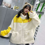 Teddy Bear Fur Oversize Hoodies Women Bomber Jacket Faux Lamb Fur Coat-Fuzzy Jackets-Arimonz-Yellow-S-Arimonz