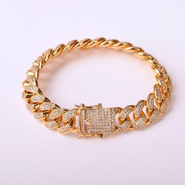 Thick Iced Hiphop Jewelry Bacelet-Braceletes-Arimonz-gold-7inch 17.8cm-Arimonz