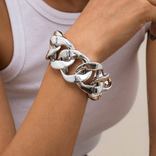 Thick Link Chains Bracelet for Women Big Wide Bracelets Hand Chains-Braceletes-Arimonz-Arimonz