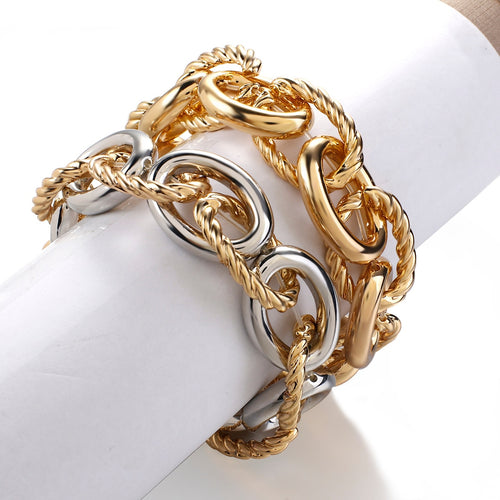 Thick Twist Chain Bracelets for Women Statement Metal Chain Bracelet-Braceletes-Arimonz-Arimonz