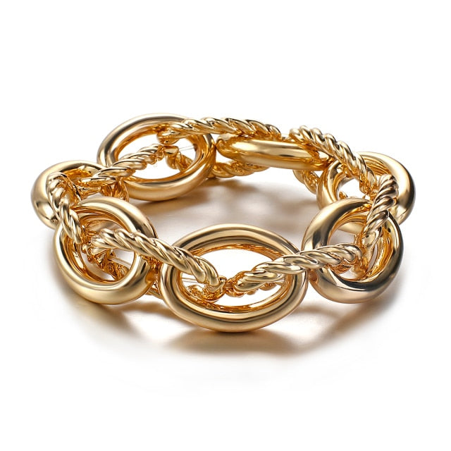 Thick Twist Chain Bracelets for Women Statement Metal Chain Bracelet-Braceletes-Arimonz-Gold-Arimonz