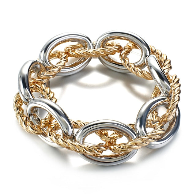 Thick Twist Chain Bracelets for Women Statement Metal Chain Bracelet-Braceletes-Arimonz-Gold Silver-Arimonz