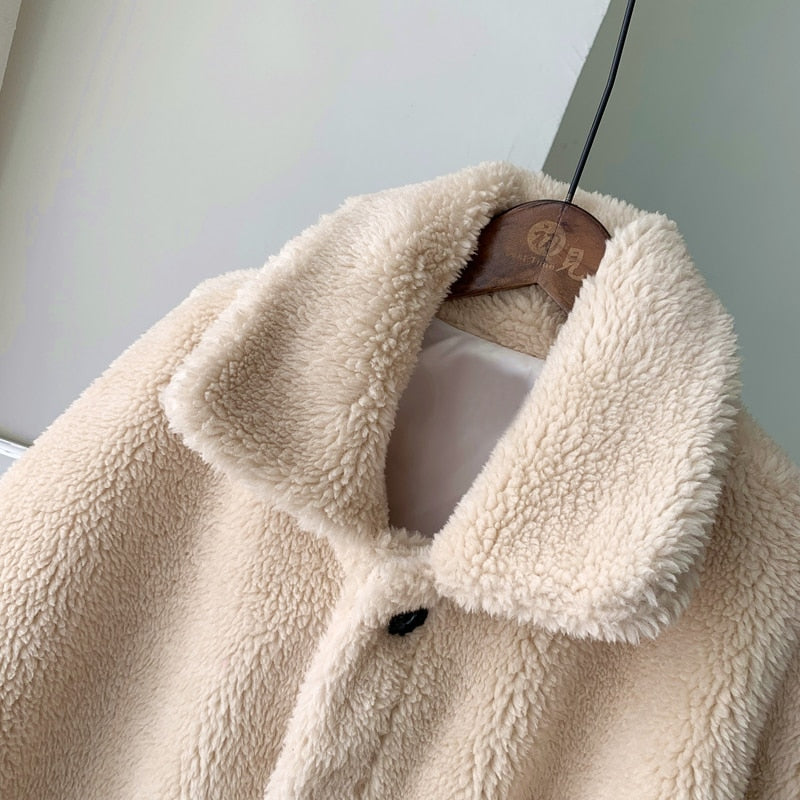 Thicken Warm Teddy Fur Jacket Coat Women Casual Lamb Faux Fur Overcoat-Fuzzy Jackets-Arimonz-Arimonz