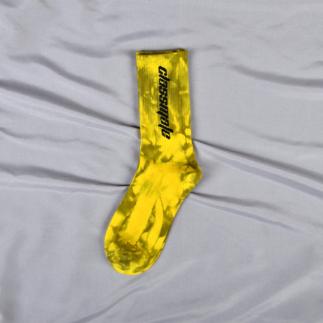 Tie Dye Letter Socks Cotton Colorful Skateboard Fashionable Socks-Socks & Tights-Arimonz-Yellow-EU 37-45 (US 6-10)-Arimonz