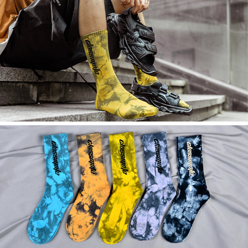 Tie Dye Letter Socks Cotton Colorful Skateboard Fashionable Socks-Socks & Tights-Arimonz-Arimonz