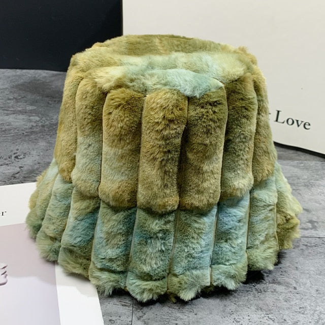 Tie Dye Panama Women Felt Hat Winter Women Classic British Felt Hats-Bucket Hats-Arimonz-Army Green-Arimonz