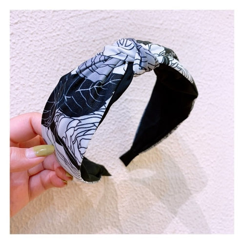 Totem Printing Wide-Brimmed Letters Big Bow Headband Hair Accessories-Hair Accessories-Arimonz-black-Arimonz