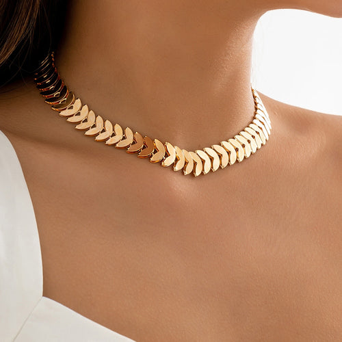 Trendy Gold Color Petals Shape Neck Chain Choker Necklace for Women-Necklaces-Arimonz-Arimonz