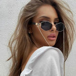 Trendy Retro Hexagon With Chain Sunglass Women Unique Polygon Sunglass-Sunglasses-Arimonz-Arimonz