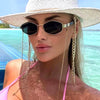 Trendy Retro Hexagon With Chain Sunglass Women Unique Polygon Sunglass-Sunglasses-Arimonz-Arimonz