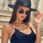 Trendy Retro Hexagon With Chain Sunglass Women Unique Polygon Sunglass-Sunglasses-Arimonz-Arimonz
