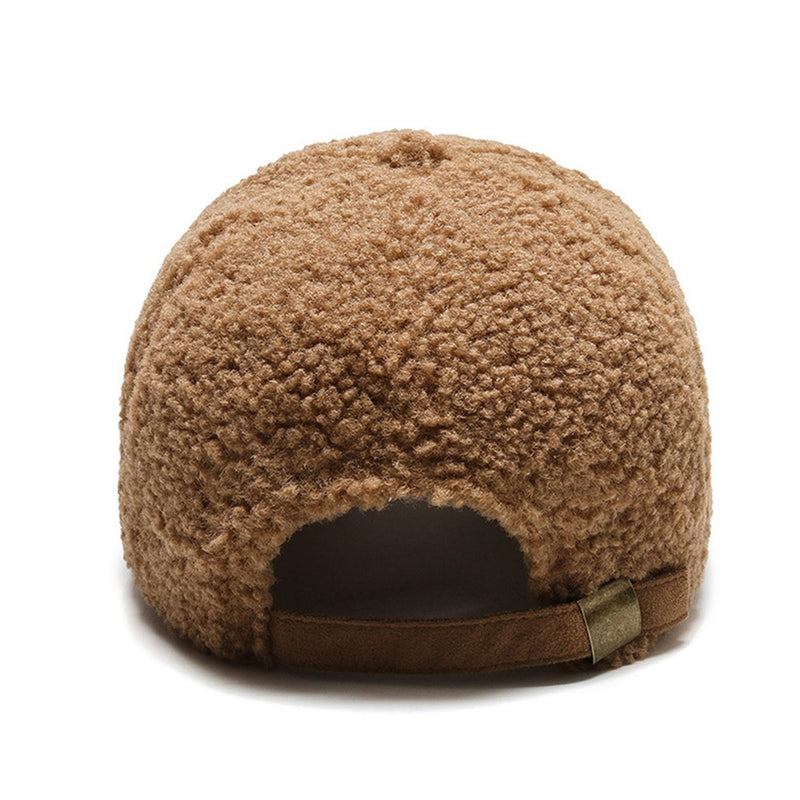 Trendy Streetwear Solid Windproof Wool Teddy Baseball Hats For Women-Women's Caps-Arimonz-Arimonz