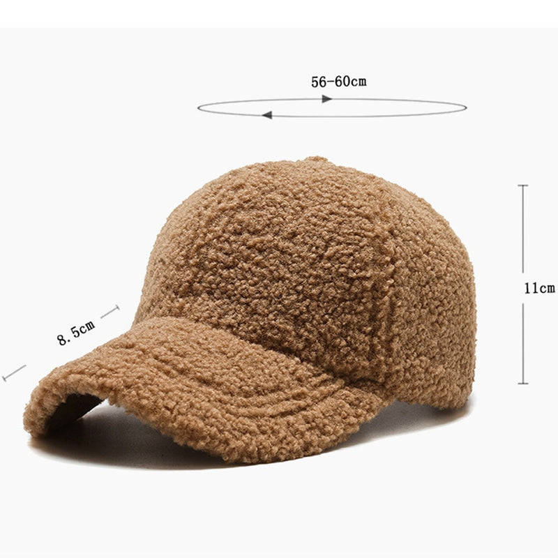 Trendy Streetwear Solid Windproof Wool Teddy Baseball Hats For Women-Women's Caps-Arimonz-Arimonz