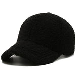 Trendy Streetwear Solid Windproof Wool Teddy Baseball Hats For Women-Women's Caps-Arimonz-Black-Arimonz