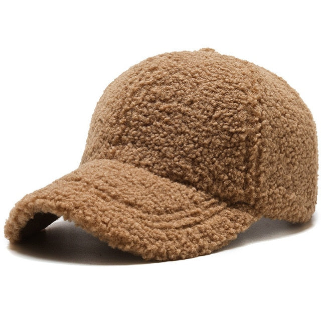 Trendy Streetwear Solid Windproof Wool Teddy Baseball Hats For Women-Women's Caps-Arimonz-Brown-Arimonz