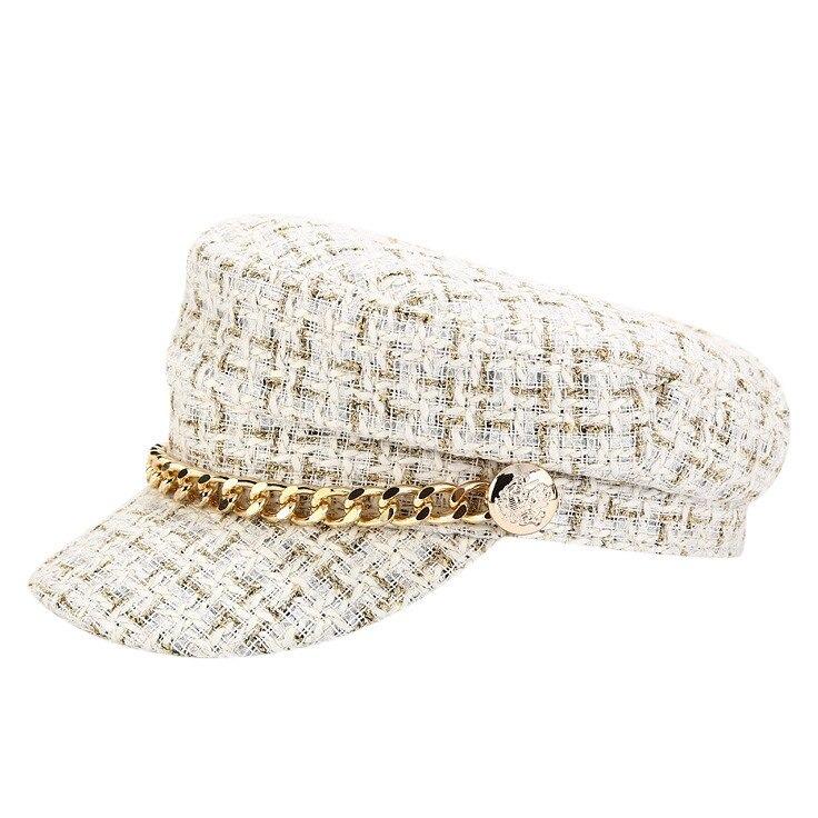 Tweed Plaid Paperboy Cap-Hats-Arimonz-White-Arimonz
