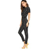 Twist Front Grid Crop Top And Skinny Pants Set-Wear To Work Sets-Arimonz-Black-XS-Arimonz
