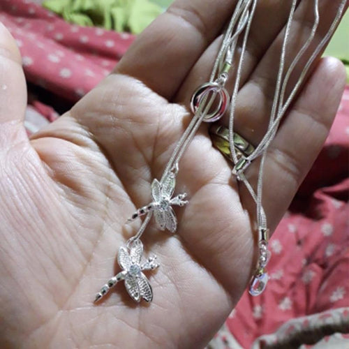 Two Dragonfly Pendant Necklace For Women Snake Chain Necklace Jewelry-Necklaces-Arimonz-Arimonz