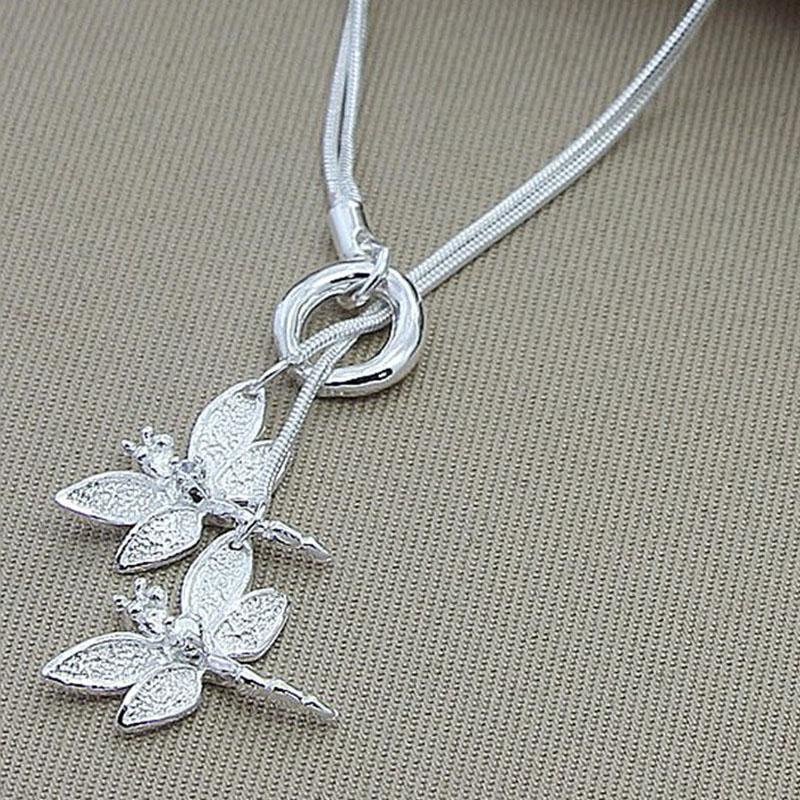 Two Dragonfly Pendant Necklace For Women Snake Chain Necklace Jewelry-Necklaces-Arimonz-Arimonz