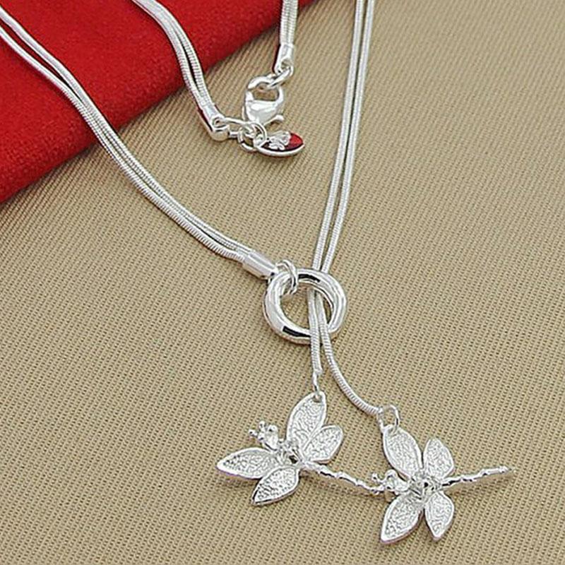 Two Dragonfly Pendant Necklace For Women Snake Chain Necklace Jewelry-Necklaces-Arimonz-Arimonz