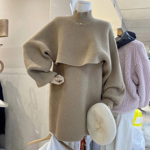 Two-piece Dress Sets Winter outfit Women Knitted Dress Fleece Set-Wear To Work Sets-Arimonz-Arimonz
