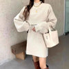 Two-piece Dress Sets Winter outfit Women Knitted Dress Fleece Set-Wear To Work Sets-Arimonz-Arimonz
