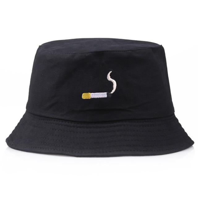 Unisex Embroidery Foldable Bucket Hat Summer Hat Streetwear Bucket Cap-Bucket Hats-Arimonz-smoke black-Arimonz