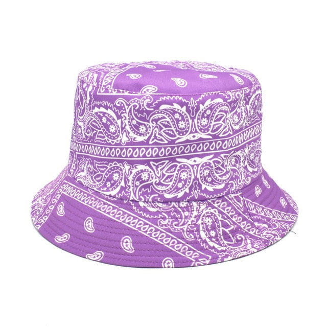 Unisex Pattern Cotton Bucket Hat Double-Sided Sun Cap Summer Sun Hats-Bucket Hats-Arimonz-C11 purple-Arimonz